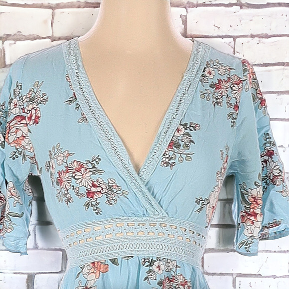 Adam Levine Blue Floral Dress with Crochet Detailing - Picture 3 of 3